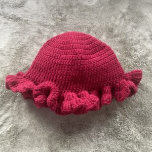Deep Red Ruffle Beanie